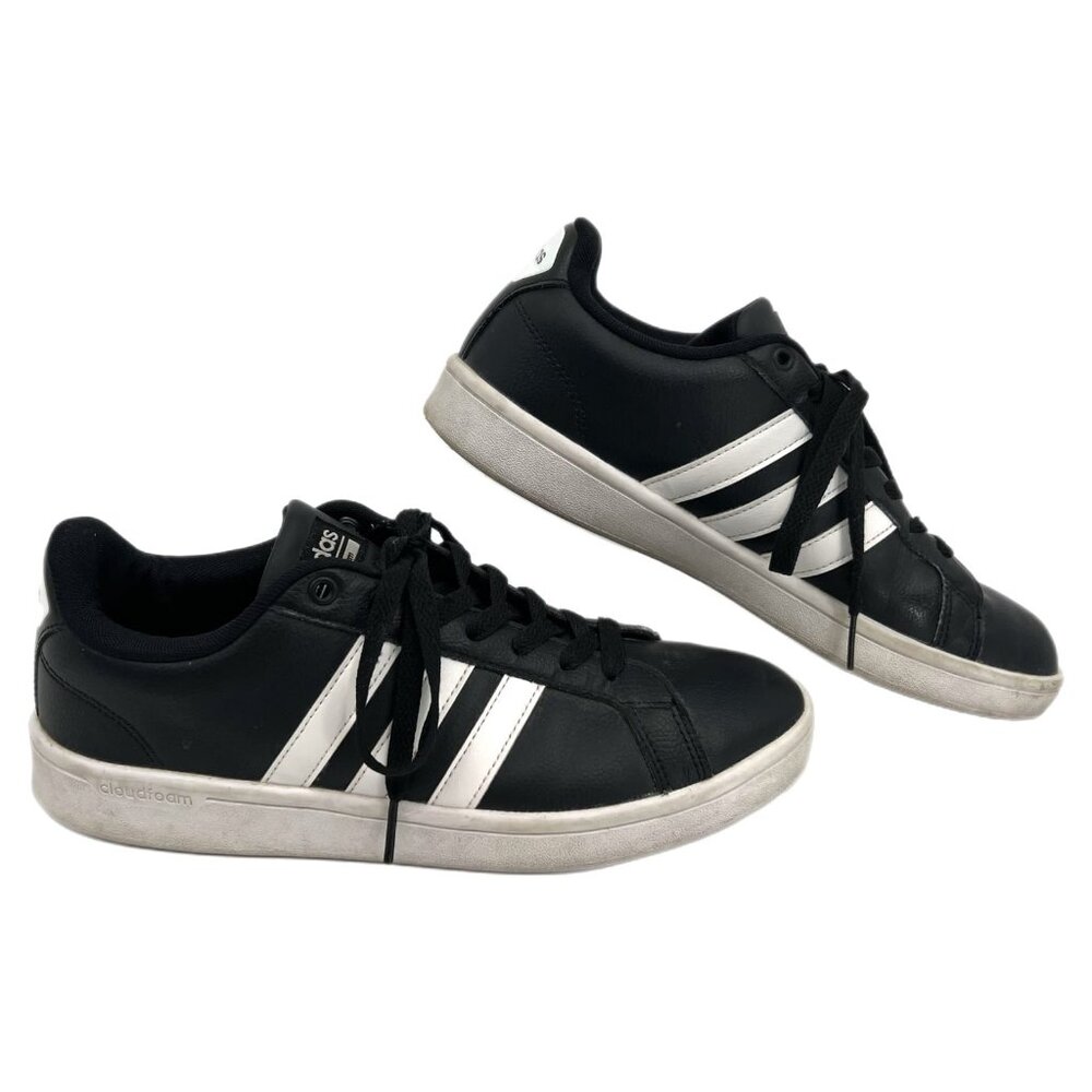 Adidas Black White Leather Round Toe Sneakers | Size 9 US